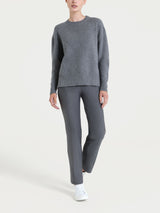 Maglia girocollo con fantasia check diagonale in Super Soft Neri Donna - Ragno