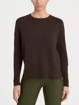 Maglia girocollo con fantasia check diagonale in Super Soft Marroni Donna - Ragno