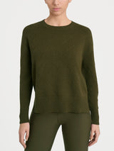 Maglia girocollo con fantasia check diagonale in Super Soft Verdi Donna - Ragno