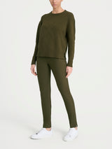 Maglia girocollo con fantasia check diagonale in Super Soft Verdi Donna - Ragno