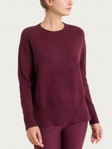 Maglia girocollo con fantasia check diagonale in Super Soft Viola Donna - Ragno