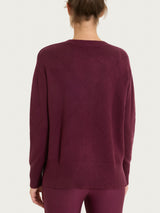 Maglia girocollo con fantasia check diagonale in Super Soft Viola Donna - Ragno