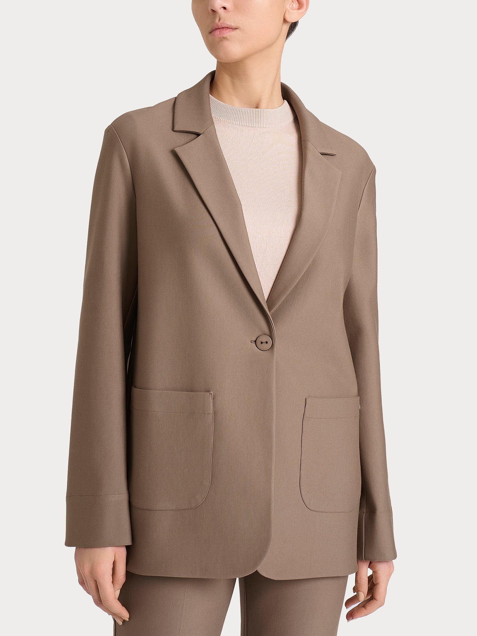 Blazer over con un bottone in Compact Marroni Donna - Ragno