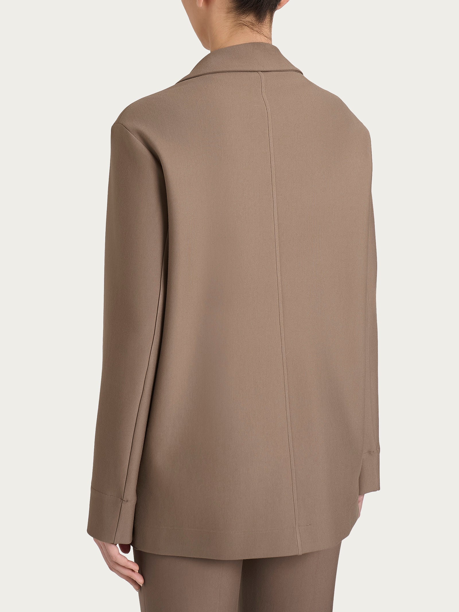 Blazer over con un bottone in Compact Marroni Donna - Ragno