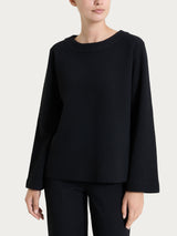 Felpa girocollo in Japanese Fleece Neri Donna - Ragno