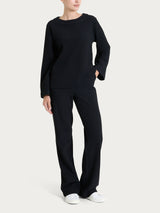 Felpa girocollo in Japanese Fleece Neri Donna - Ragno