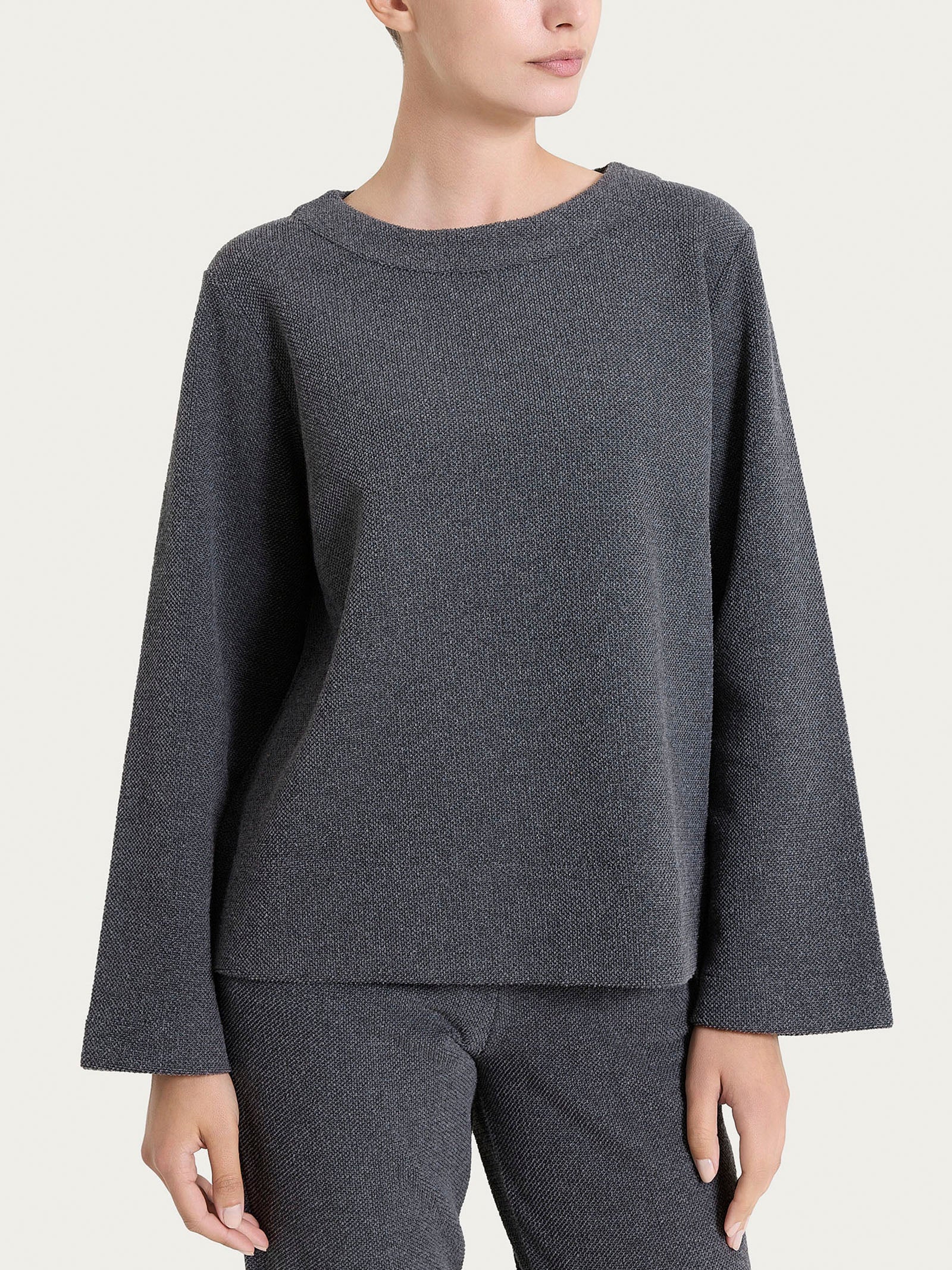 Felpa girocollo in Japanese Fleece Neri Donna - Ragno