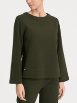 Felpa girocollo in Japanese Fleece Verdi Donna - Ragno