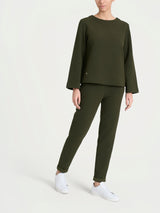 Felpa girocollo in Japanese Fleece Verdi Donna - Ragno