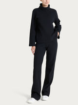 Felpa con collo a ciambella in Japanese Fleece Neri Donna - Ragno