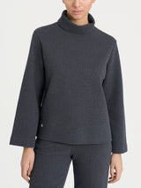 Felpa con collo a ciambella in Japanese Fleece Neri Donna - Ragno