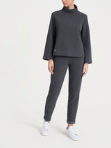 Felpa con collo a ciambella in Japanese Fleece Neri Donna - Ragno