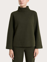 Felpa con collo a ciambella in Japanese Fleece Verdi Donna - Ragno