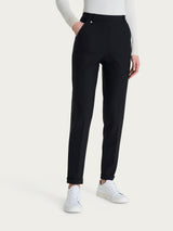 Pantalone chino slim con tasche e risvolto in Compact Neri Donna - Ragno