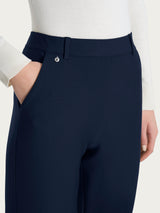 Pantalone chino slim con tasche e risvolto in Compact Blu Donna - Ragno