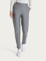 Pantalone chino slim con tasche e risvolto in Compact Neri Donna - Ragno