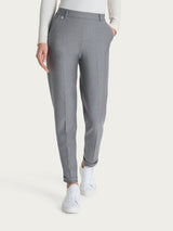 Pantalone chino slim con tasche e risvolto in Compact Neri Donna - Ragno