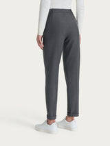 Pantalone chino slim con tasche e risvolto in Compact Neri Donna - Ragno