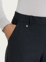Pantalone chino slim con tasche e risvolto in Compact Neri Donna - Ragno