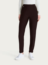 Pantalone chino slim con tasche e risvolto in Compact Marroni Donna - Ragno