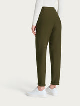 Pantalone chino slim con tasche e risvolto in Compact Verdi Donna - Ragno