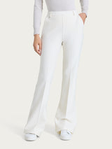 Pantalone flare lungo con tasche in Compact Bianchi Donna - Ragno
