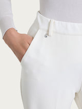 Pantalone flare lungo con tasche in Compact Bianchi Donna - Ragno