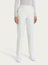 Pantalone ampio con tasche e risvolto in Compact Bianchi Donna - Ragno