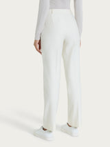 Pantalone ampio con tasche e risvolto in Compact Bianchi Donna - Ragno