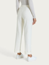 Pantalone ampio con tasche e risvolto in Compact Bianchi Donna - Ragno