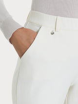 Pantalone ampio con tasche e risvolto in Compact Bianchi Donna - Ragno