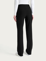 Pantalone ampio con tasche e risvolto in Compact Neri Donna - Ragno
