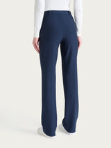 Pantalone ampio con tasche e risvolto in Compact Blu Donna - Ragno