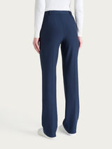 Pantalone ampio con tasche e risvolto in Compact Blu Donna - Ragno