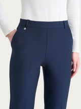 Pantalone ampio con tasche e risvolto in Compact Blu Donna - Ragno