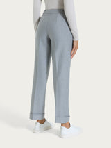 Pantalone ampio con tasche e risvolto in Compact Neri Donna - Ragno