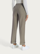 Pantalone ampio con tasche e risvolto in Compact Grigi Donna - Ragno