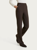 Pantalone ampio con tasche e risvolto in Compact Marroni Donna - Ragno
