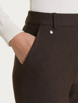 Pantalone ampio con tasche e risvolto in Compact Marroni Donna - Ragno