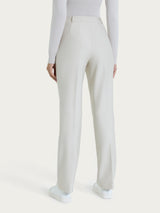 Pantalone ampio con tasche e risvolto in Compact Bianchi Donna - Ragno