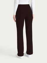 Pantalone ampio con tasche e risvolto in Compact Marroni Donna - Ragno