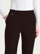 Pantalone ampio con tasche e risvolto in Compact Marroni Donna - Ragno