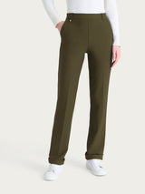 Pantalone ampio con tasche e risvolto in Compact Verdi Donna - Ragno