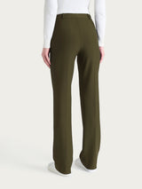 Pantalone ampio con tasche e risvolto in Compact Verdi Donna - Ragno