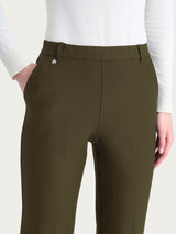 Pantalone ampio con tasche e risvolto in Compact Verdi Donna - Ragno