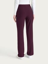 Pantalone ampio con tasche e risvolto in Compact Viola Donna - Ragno