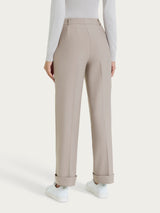 Pantalone ampio con tasche e risvolto in Compact Grigi Donna - Ragno