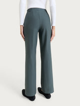 Women's Wide Pants with Pockets and Cuffs in Compact Gray - Ragno
