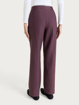 Women's Wide Pants with Pockets and Cuffs in Compact Purple - Ragno