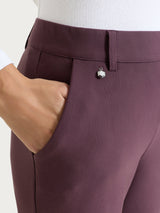 Women's Wide Pants with Pockets and Cuffs in Compact Purple - Ragno